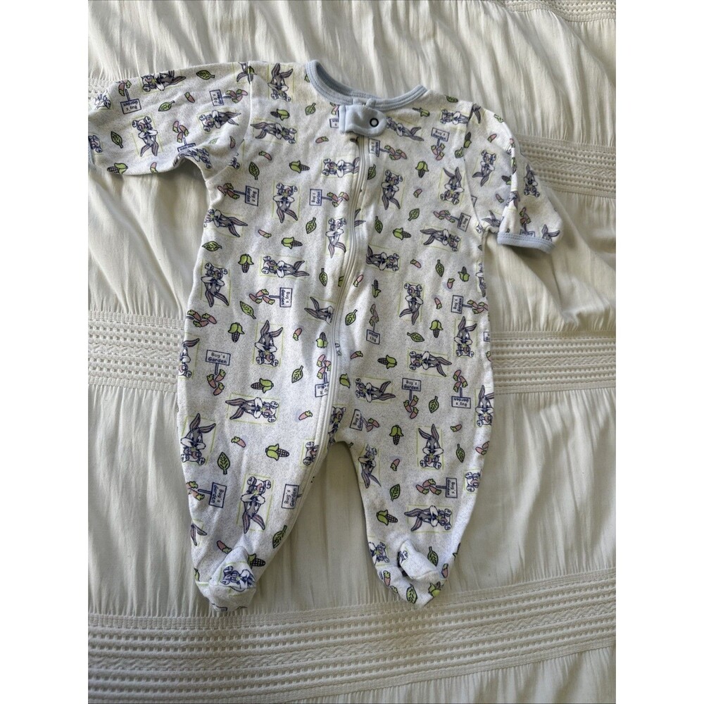 Vintage 0-3 Months Baby Looney Tunes Bugs Bunny Romper Sleeper Outfit